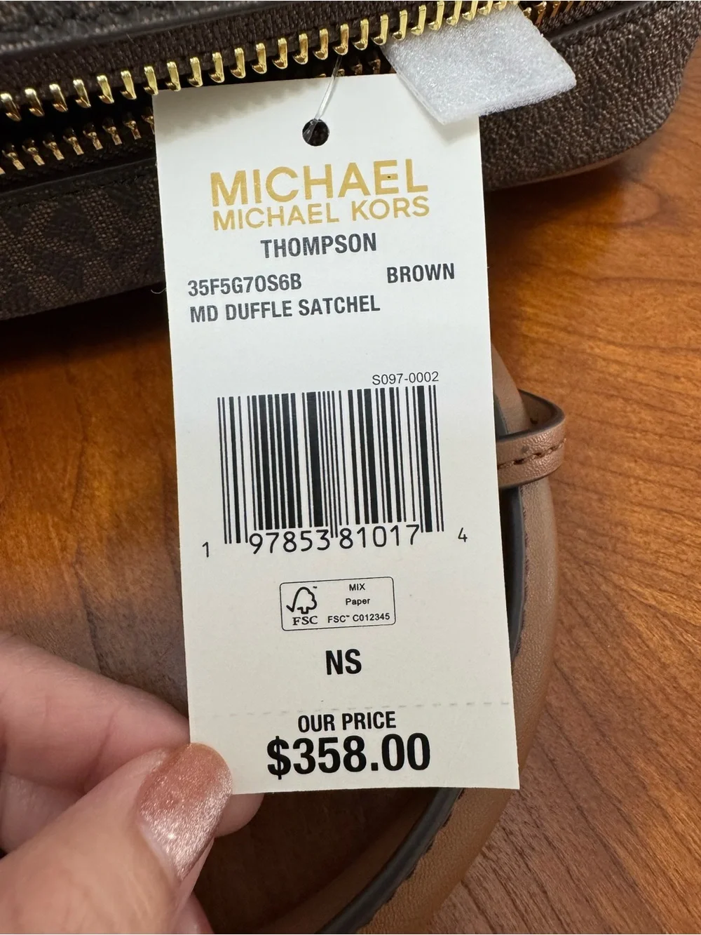 Michael Kors Brown Logo Satchel with Gold Accent